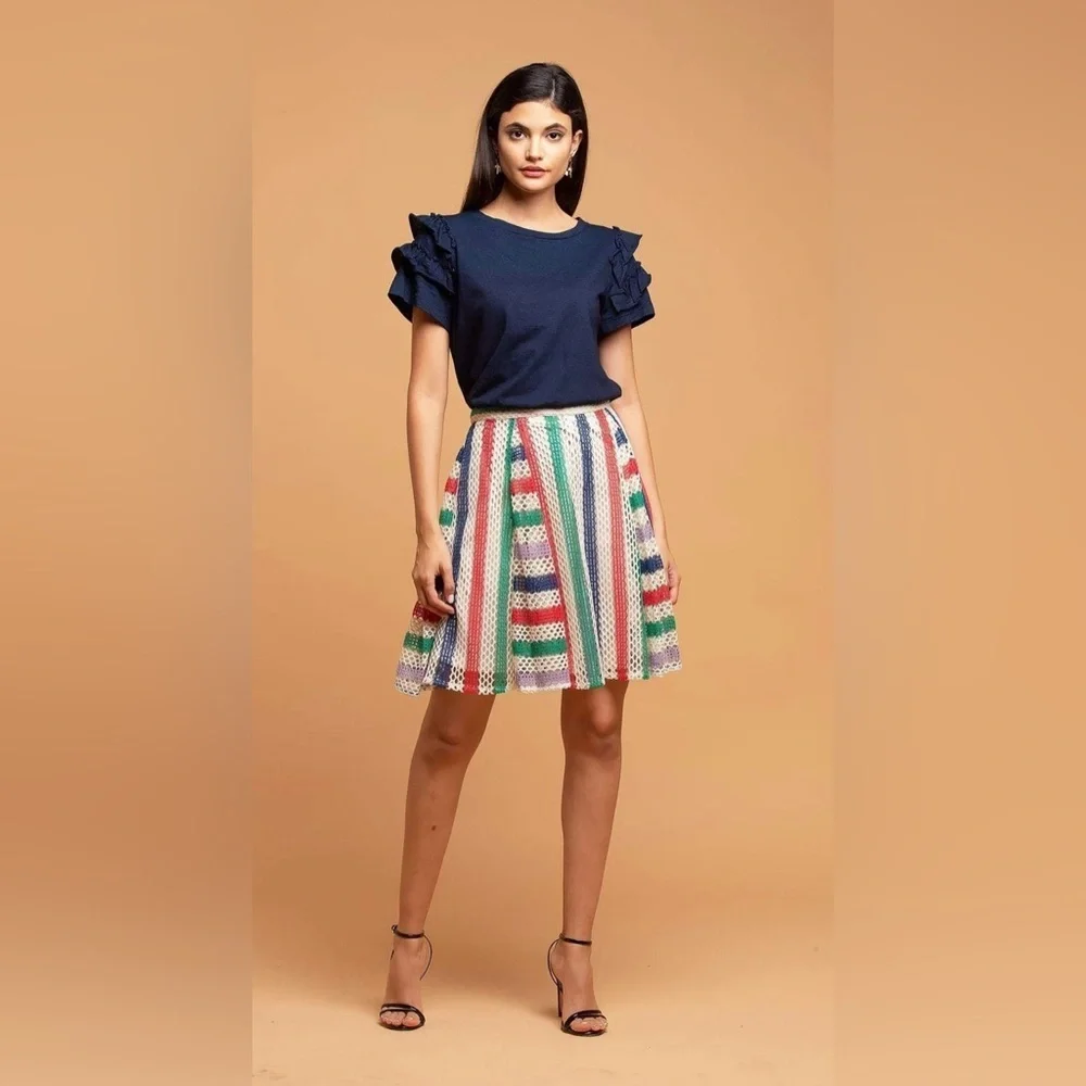 NWT Eva Franco Tuxedo Multicolored Mini Skirt Size 8